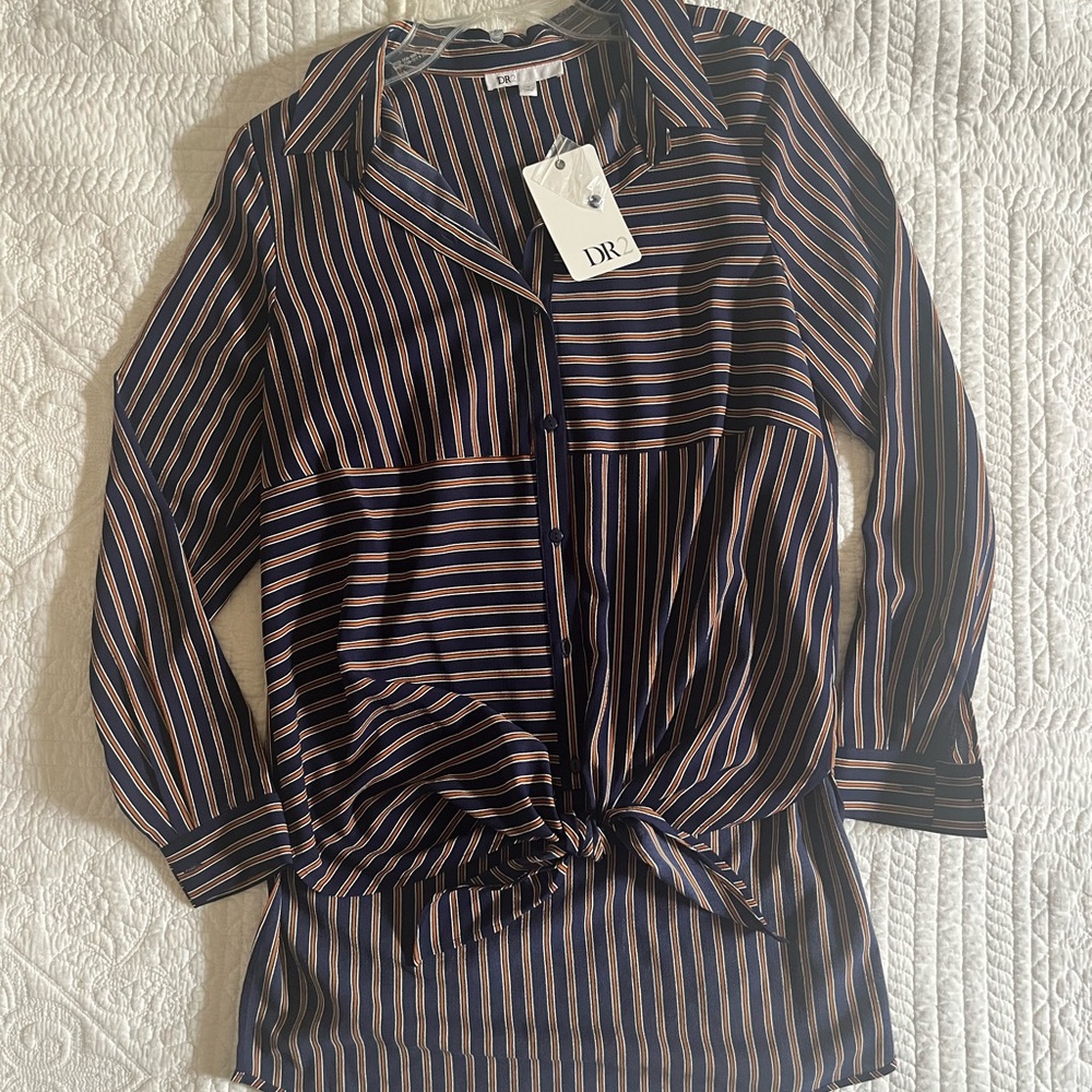 DR2 Navy and Orange Striped Shirt